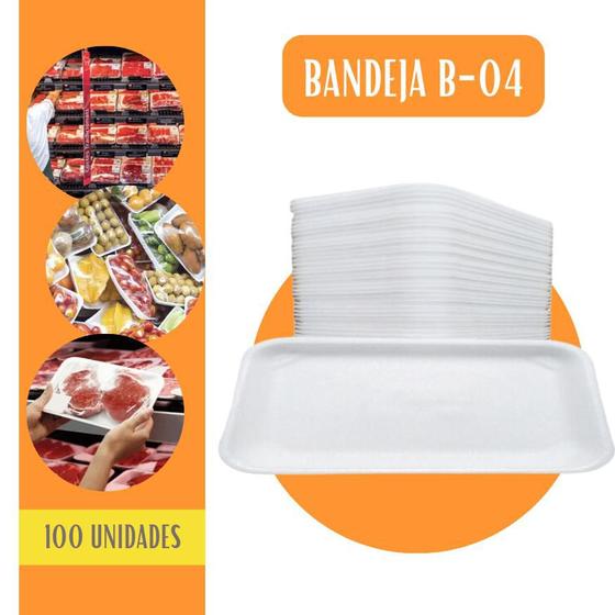 Imagem de Bandeja Isopor B4 rasa para salgados e frios - C/100