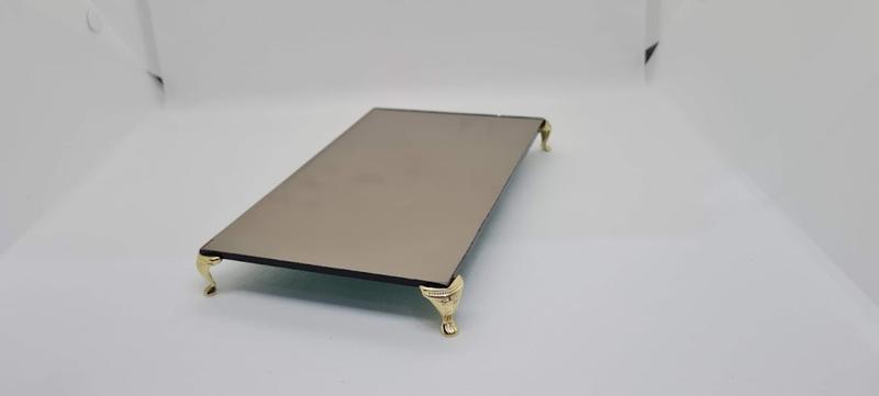 Bandeja luxo lavabo espelho bronze 4mm tam15x10 com pés metal cromados dourado decoração Menor preço em Bandeja luxo lavabo espelho bronze 4mm tam15x10 com pés metal cromados dourado decoração