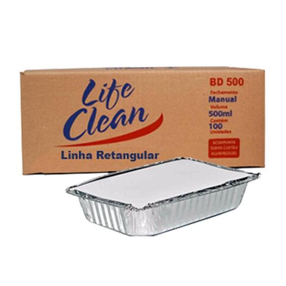 Imagem de Bandeja Marmitex Aluminio Retangular 500Ml C/100 Life Clean