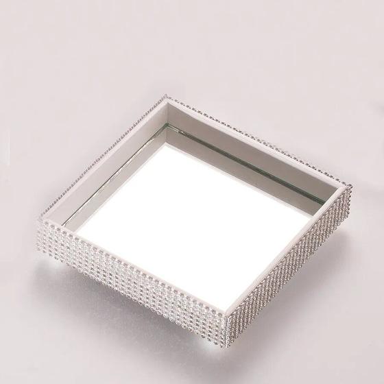 Imagem de Bandeja MDF com Strass Prata Tamanho P