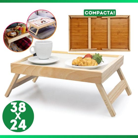 Imagem de Bandeja Mesa De Cafe Com Pezinhos Para Café Da Manhã na Cama e Sofá