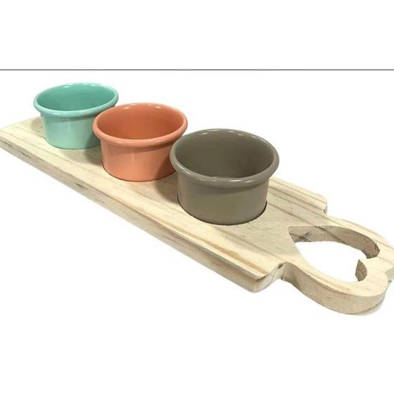 Imagem de Bandeja p/petiscos com 3 potes  - Redar aluminio