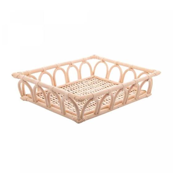 Imagem de Bandeja p/ Servir Decorativa de Rattan Natural Wolff 30x24cm 