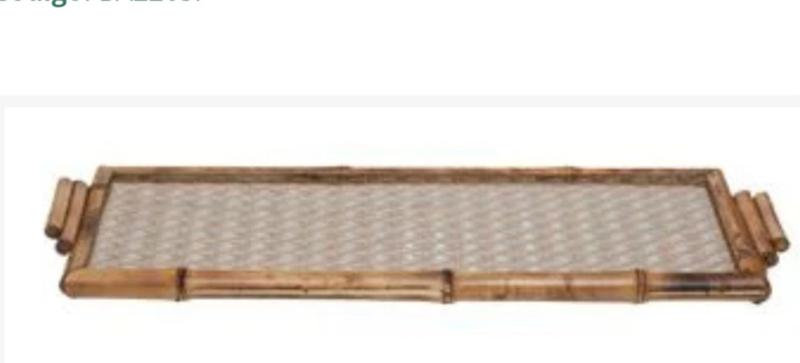 Imagem de Bandeja paula de palha natural - bambu com vidro