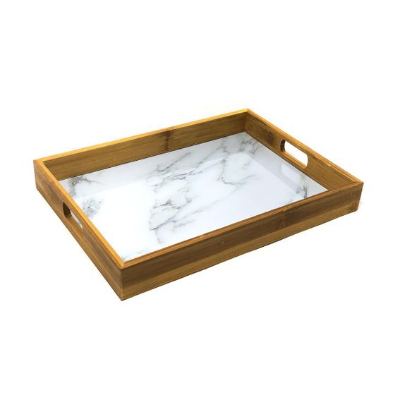 Bandeja Plástico Bordas Madeira Servir Alimentos Transporta Objetos Decoração Marmorizado Café da Manhã Mesinha 39cm Menor preço em Bandeja Plástico Bordas Madeira Servir Alimentos Transporta Objetos Decoração Marmorizado Café da Manhã Mesinha 39cm