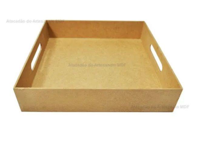 Imagem de Bandeja Quadrada com Alça Lateral 25x25x5 Mdf Madeira