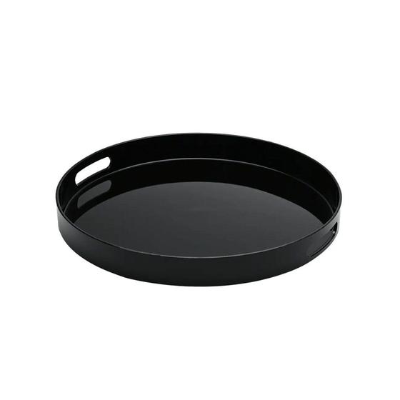 Imagem de Bandeja Redonda Preta Servir Decorar Suporte 35cm - MIMO