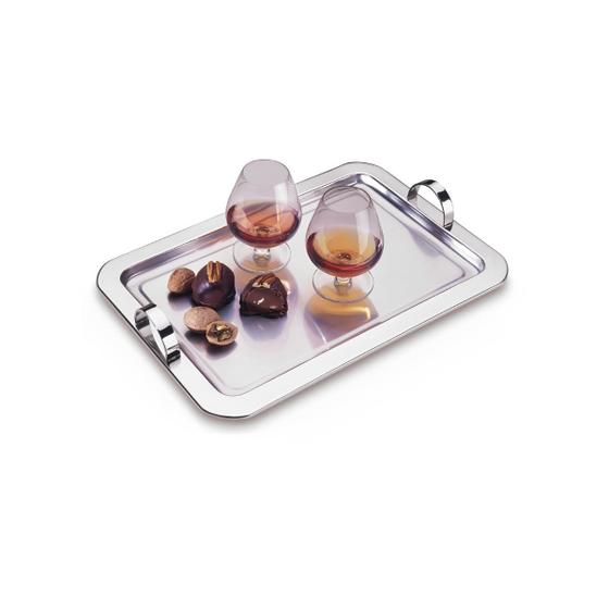 Imagem de Bandeja retangular 28x42 cm com alça inox forma 802025/42