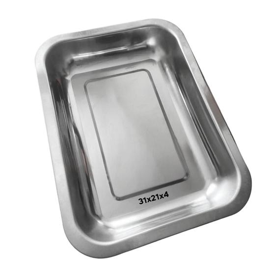 Imagem de Bandeja Retangular Aço Inox Restaurante Procedimento 31x21x4