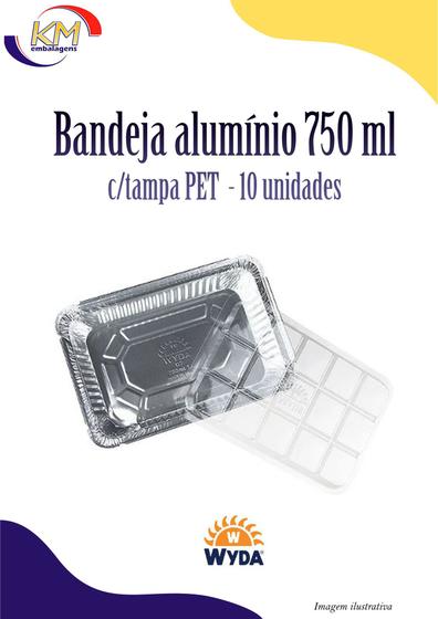 Imagem de Bandeja retangular c/tampa PET 750 ml c/10 unid - Wyda - food service, alimento (15909)