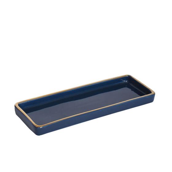 Bandeja Retangular Decorativa Para Sala Azul Franc P 26 Cm Menor preço em Bandeja Retangular Decorativa Para Sala Azul Franc P 26 Cm