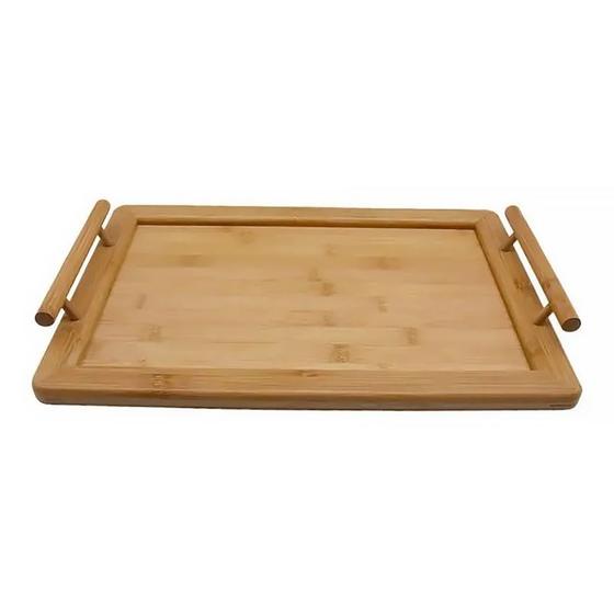 Imagem de Bandeja Retangular em Bambu com Alça para Servir M 39x27cm 320 - Infinite