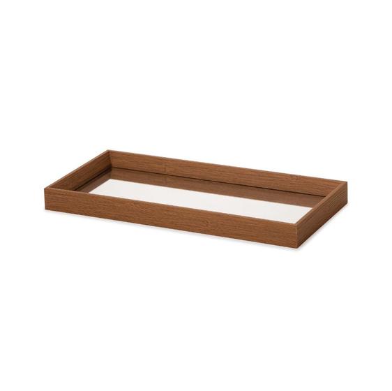 Imagem de Bandeja Retangular em MDF Marrom com Espelho 3x38x18cm - Mart