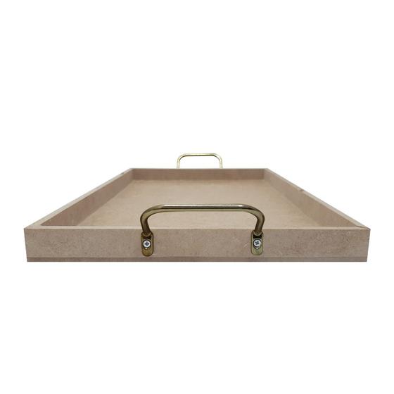 Imagem de Bandeja Retangular Lisa Simples com Alça 30,5x20,5x2 Kit 3un Mdf 6mm Madeira