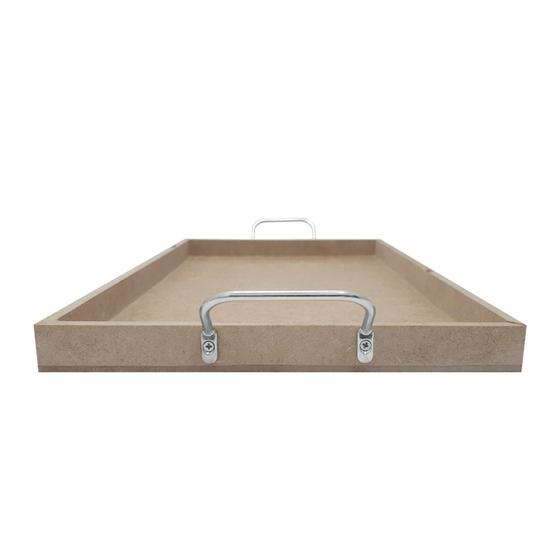 Imagem de Bandeja Retangular Lisa Simples com Alça 30,5x20,5x2 Mdf 6mm Madeira