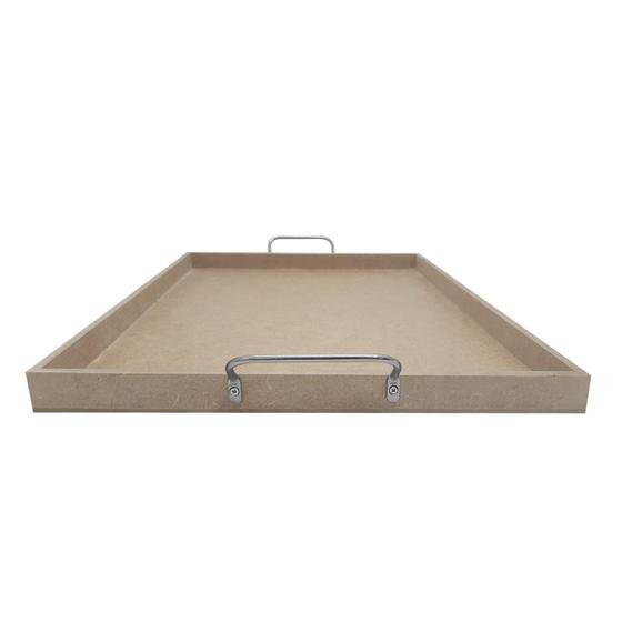 Imagem de Bandeja Retangular Lisa Simples com Alça 32x27x2 Kit 3un Mdf 6mm Madeira