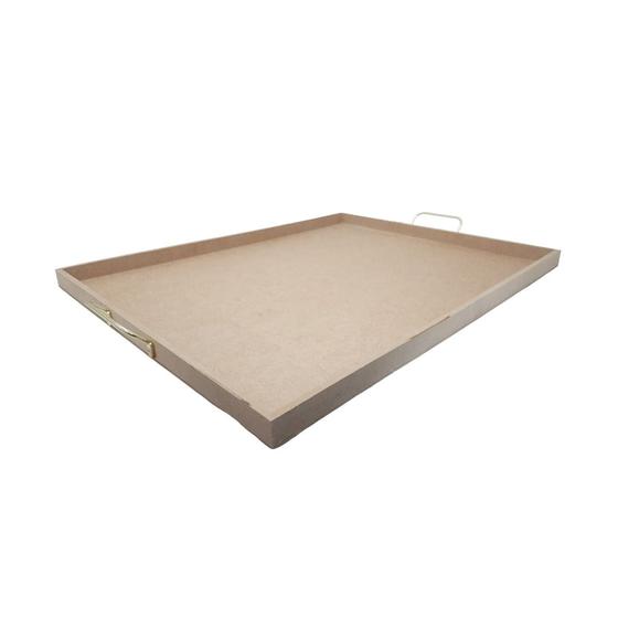 Imagem de Bandeja Retangular Lisa Simples com Alça 50x40x2,5 Mdf 6mm Madeira