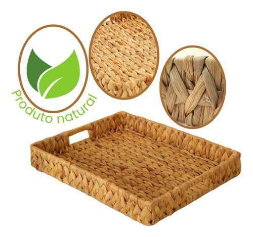 Imagem de Bandeja Retangular Seagrass Fibra Natural Grande Com Alça