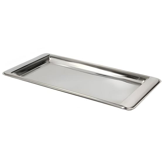 Imagem de Bandeja Retangular Travessa Classica Em Aço Inox 30cm Servir Cha Cafe - Class Home