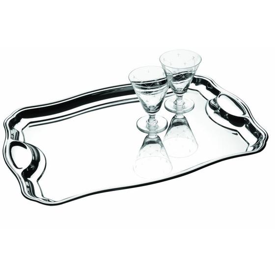 Imagem de Bandeja Tramontina Classic Retangular em Aço Inox com Alças 34 x 24 cm