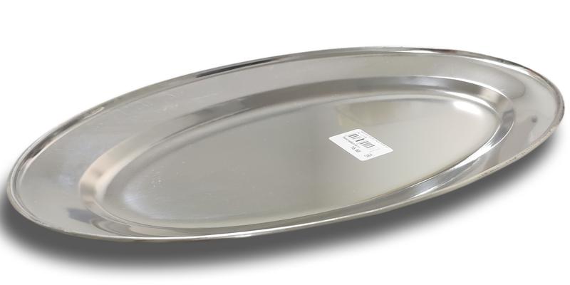 Imagem de Bandeja travessa de aço inox para servir porção salada 45cm