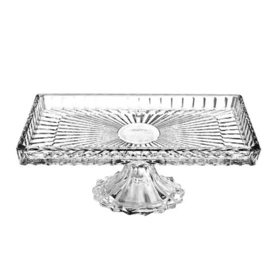 Imagem de Bandeja Vidro Retangular com pé 34,5x18,5x12cm Adely