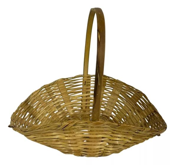 Imagem de Bandejão De Bambu Oval Cesta Fraldeira Vime Palha Com 48cm