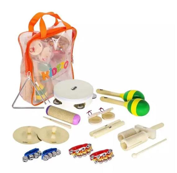 Imagem de Bandinha Infantil Kit com 10 Instrumentos e Mochila com Alça