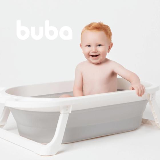 Banheira bebe Infantil Dobrável Desmontável Cinza Buba - Banheira de ...