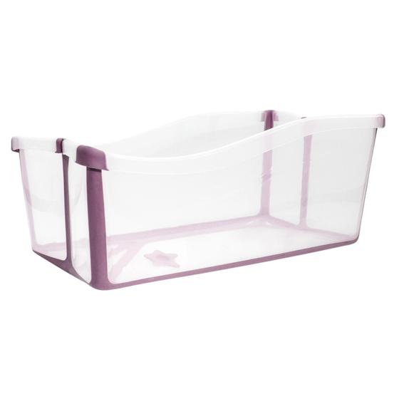 Imagem de Banheira Bebe Infantil Enxoval Portátil Dobrável Transparente Rosa - Clingo