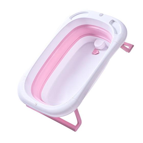 Banheira bebê infantil portátil baby rosa e branco dobrável é boa?
