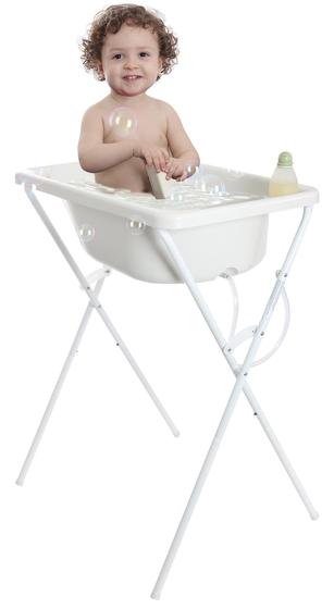 Imagem de Banheira Com Suporte Bebê Infantil Baby Criança Branca Resistente 34L Barato