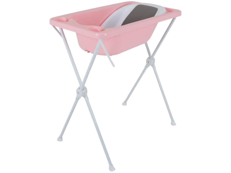 Banheira de Bebê com suporte Dobrável Galzerano Acqua Trio Rosa 20L