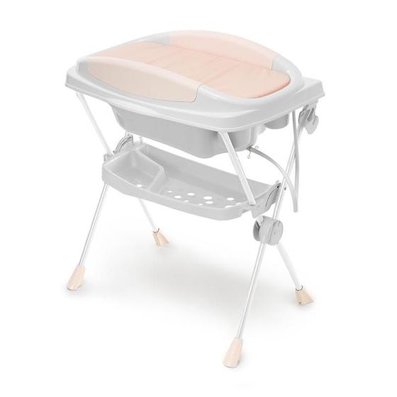 Imagem de Banheira de Bebê Plástica Premium com Trocador Branco/Rosa - Galzerano