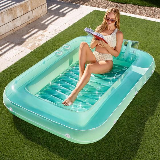 Imagem de Banheira de bronzeamento inflável Lounge Float Sloosh Suntan Tub L-Cyan