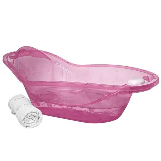 Imagem de Banheira Infantil Com Alça 23L Plástico Decor Barquinho Rosa