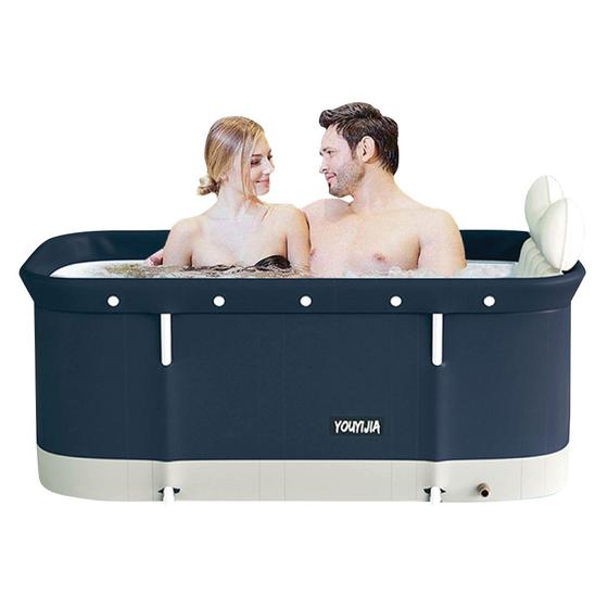 Banheira Ofurô Dobrável Portátil Retangular PVC Com Encosto Inflável Azul VG+ Menor preço em Banheira Ofurô Dobrável Portátil Retangular PVC Com Encosto Inflável Azul VG+
