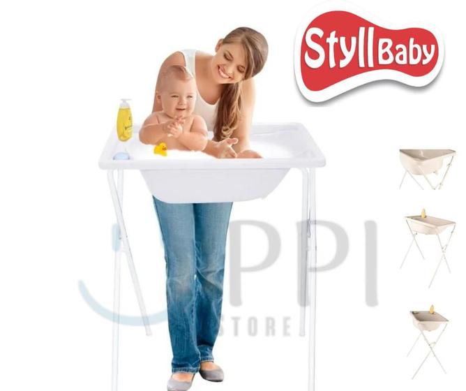 Imagem de Banheira para Bebê com Suporte Banheira para Bebe Branca 34 Litros Styll Baby