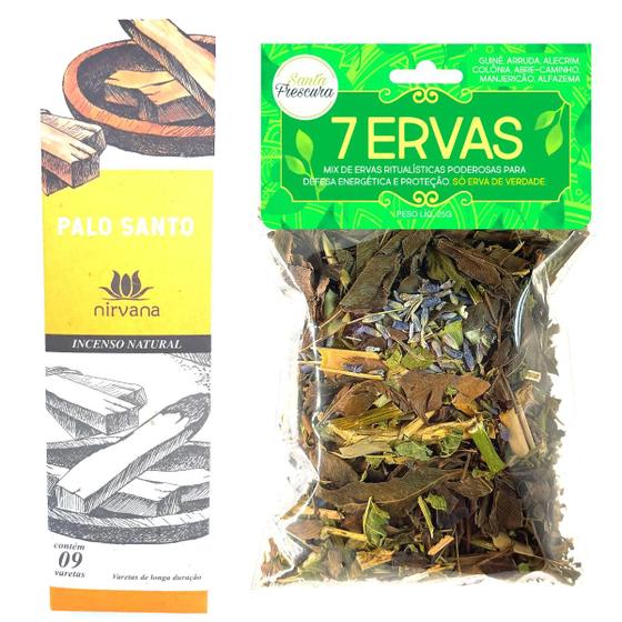 Imagem de Banho De 7 Ervas e Incenso Nirvana Palo Santo Natural Kit 