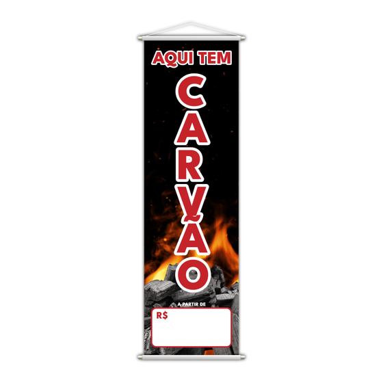 Imagem de Banner Aqui Tem Carvão Preço Fundo Branco Lona 100x30cm