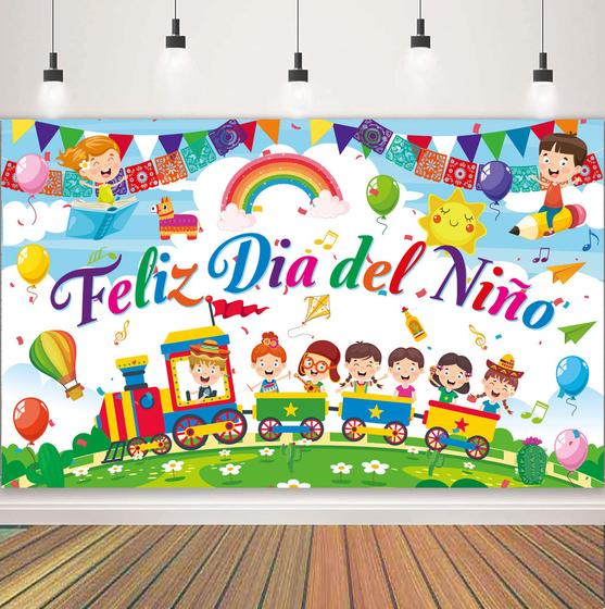 Imagem de Banner de fundo Saliyaa Colorido Feliz Dia Del Niño 183x112cm