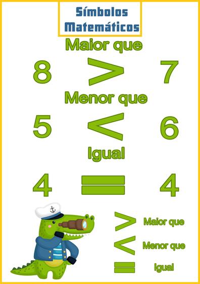 Banner de Lona Educativo Símbolos da Matemática Maior, Menor e Igual ...