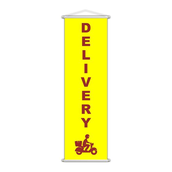 Imagem de Banner Delivery Entrega Cliente Amarelo Serviço 100x30cm