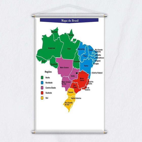 Imagem de Banner Didático Escolar Mapa Do Brasil Regiões 120X65Cm