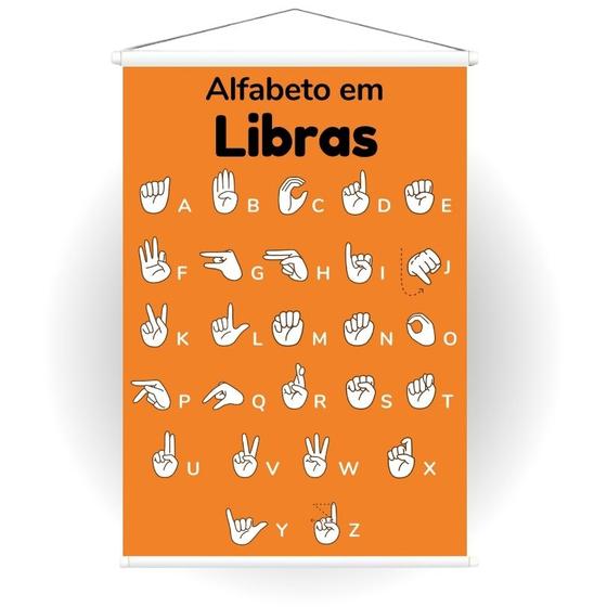 Imagem de Banner em lona de alfabeto em libras para ensino. Uso interno e externo