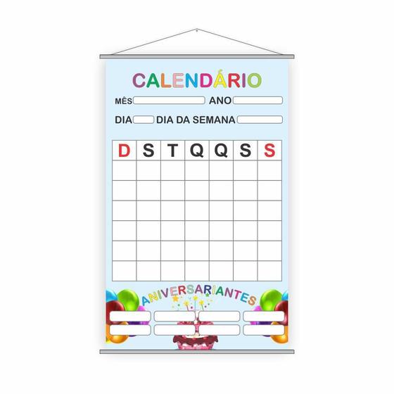 Imagem de Banner Escolar Calendário + Aniversariantes 120x65cm