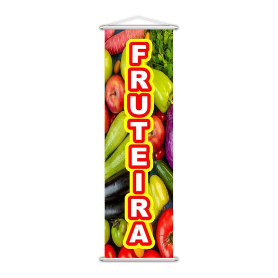 Imagem de Banner Fruteira Frutas Serviço Banca Lona Colorido 100X30Cm