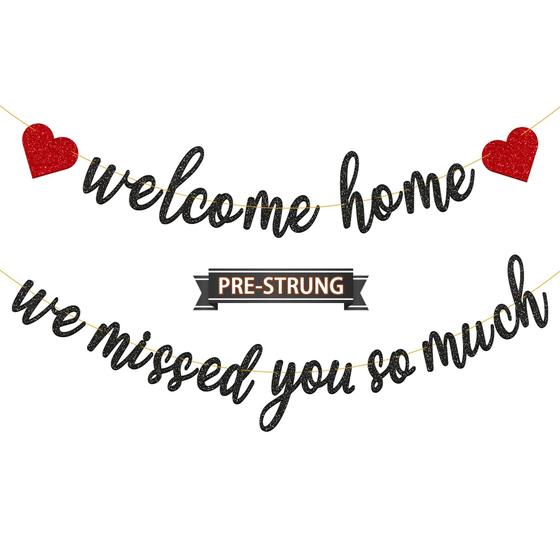 Imagem de Banner Gifloon Pre-Strung Welcome Home We Missed You Black