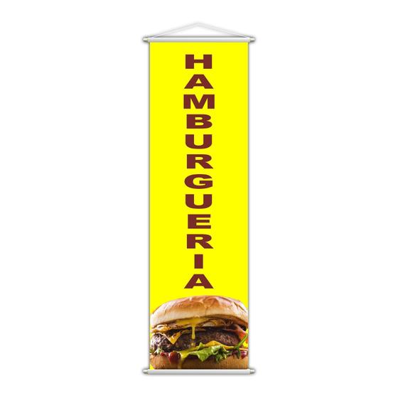 Imagem de Banner Hamburgueria Lancheria Lanche Amarelo 100X30Cm