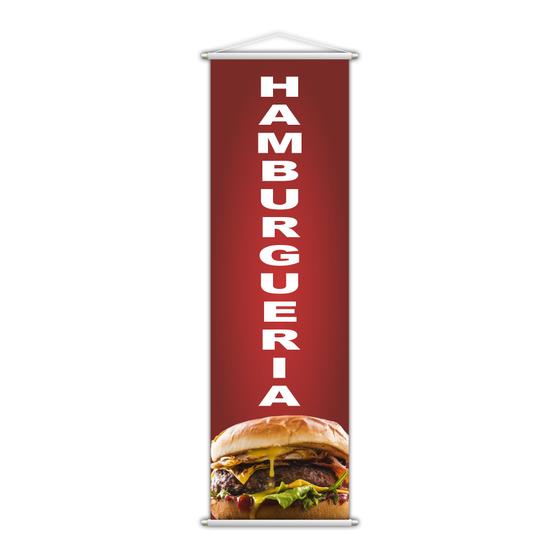 Imagem de Banner Hamburgueria Lancheria Lanche Lona Serviço 100x30cm